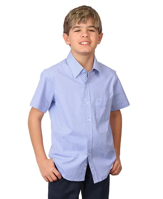 Tailorbyrd Big Boys Signature Micro Gingham Short Sleeve Shirt