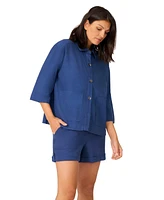 Cable & Gauge Women's Patch Pocket Linen Blend Jacket