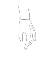 Bling Jewelry Fashion Stone Bolo Bracelet with Natural Pink Tourmaline Aquamarine Turquoise Gold Plated