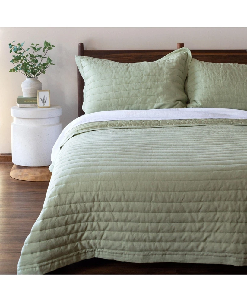 French Linen Channel Stitch Quilt & Sham Set