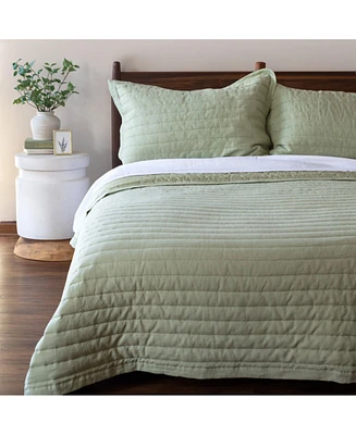 French Linen Channel Stitch Quilt & Sham Set