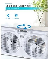 Black+Decker 9" Dual Window Fan for Window Screen with 2 Speed Settings, Twin Window Fan with Mechanical Controls and Removable Legs,Black