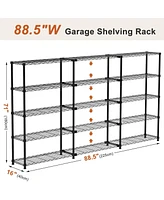 Hausource 5 Tier Wide Wire Shelving 88.5"W Adjustable Storage Shelves Garage Pantry