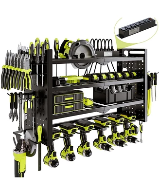 Hausource 4-Tier Power Tool Organizer Storage Rack - Slot6 & Charging Station