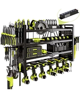Hausource 4-Tier Power Tool Organizer Storage Rack - Slot6 & Charging Station