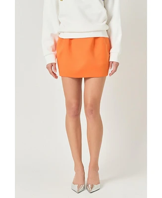 endless rose Women's Satin Pintucked Mini Skirt