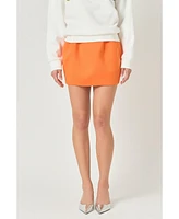 endless rose Women's Satin Pintucked Mini Skirt