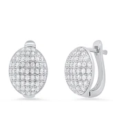 Steeltime Women's Sterling Silver and Simulated Diamonds Dot Huggie Earrings