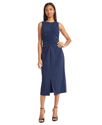 Donna Morgan Women's V-Neck Sleeveless Midi Crepe Dress