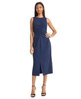 Donna Morgan Women's V-Neck Sleeveless Midi Crepe Dress