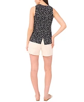 Vince Camuto Women's Ditsy-Print Sleeveless Keyhole Top