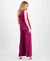 Tahari Asl Sleeveless Double Breasted Blazer Wide Leg Pants Regular Petite Sizes