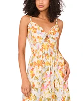 Msk Women's Printed V-Neck Sleeveless Tiered Maxi Dress