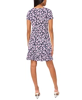 Msk Women's Printed Round-Neck Short-Sleeve Dress