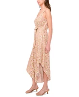 Msk Women's Printed Tie-Front Asymmetric-Hem Jumpsuit