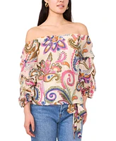 Vince Camuto Women's Paisley-Print Bubble-Sleeve Off-The-Shoulder Blouse