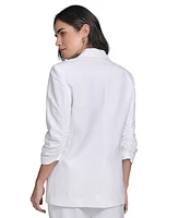 Calvin Klein Women's Linen Blend One-Button Blazer