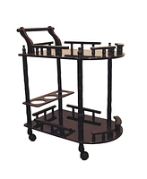 Rolling Bar Cart – Mobile Beverage Serving Cart with Shelves and Storage for Home or Kitchen