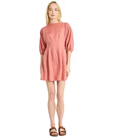 Luxely Women's Linen Elbow-Length Mini Dress
