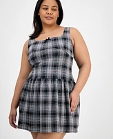 Planet Heart Trendy Plus Plaid Drop-Waist Dress