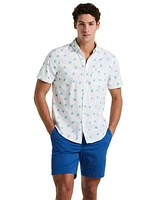 Original Penguin Men's Slim-Fit Stretch Allover Print Agave Short Sleeve Shirt