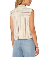 Democracy Women's Striped Cap-Sleeve Shirt