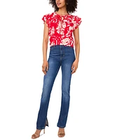 Sam & Jess Women's Printed Flutter-Sleeve Top