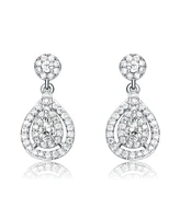 Classic White Gold Plated with Clear Cubic Zirconia Drop Earrings