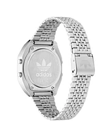 adidas Unisex Digital Silver-Tone Stainless Steel Watch, 36mm