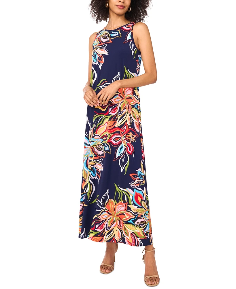 Vince Camuto Women's Printed Keyhole Sleeveless Maxi Dress