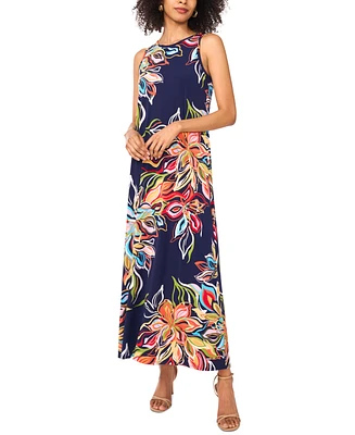 Vince Camuto Women's Printed Keyhole Sleeveless Maxi Dress