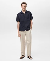 Mango Men's Chest-Pocket Cotton Shirt