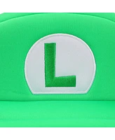 Super Mario Men's Bros Embroidered Luigi L Patch Adult Green Beret Cap