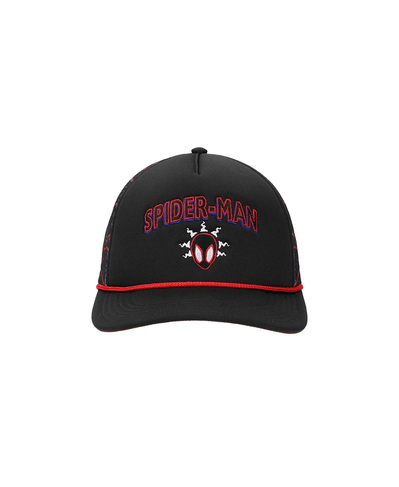 Marvel Men's Spider-Man Into The Spider-Verse Miles Morales Spidey Sense Adult Black Trucker Hat