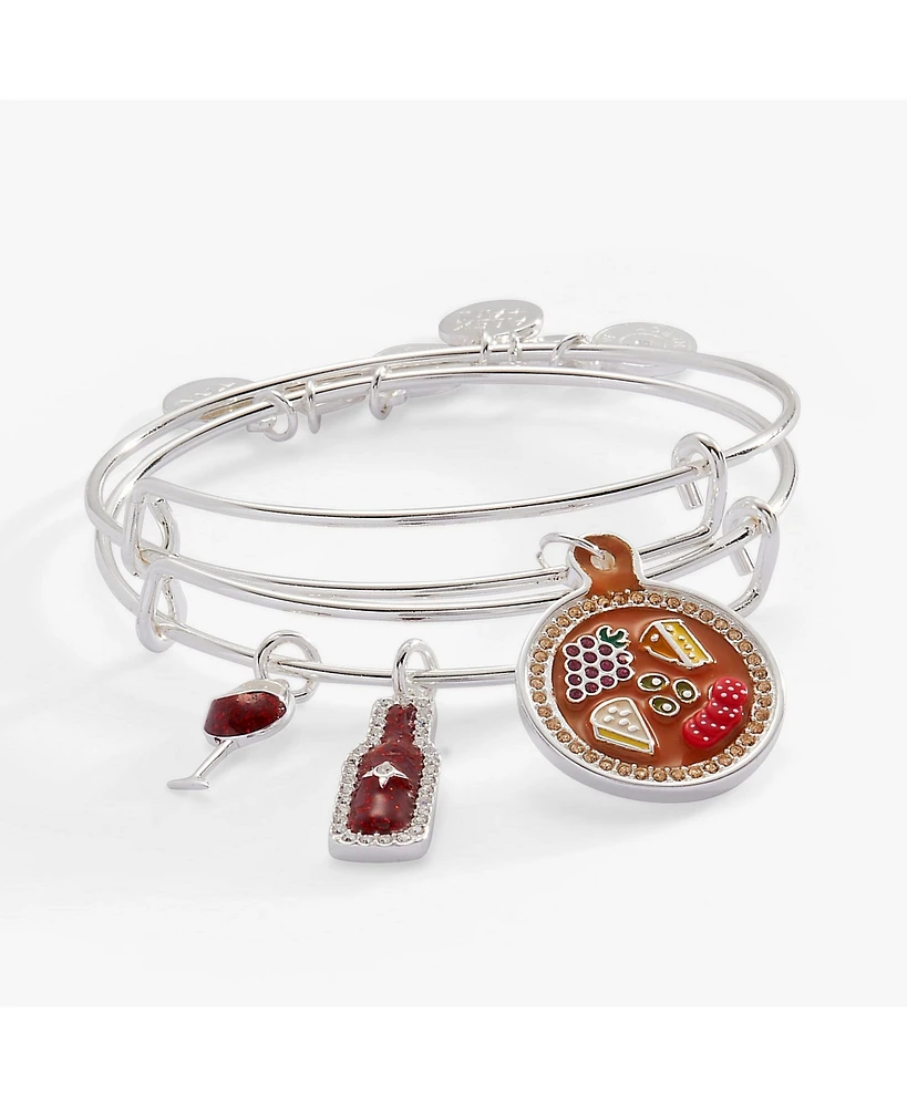 Wine And Cheese Bff Bangle Bracelet Set Of 2
