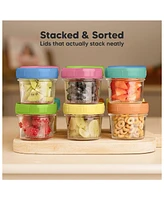 KeaBabies 12pk Prep Baby Food Storage Containers, 4 oz Leak-Proof, Bpa Free Glass Jars for Feeding