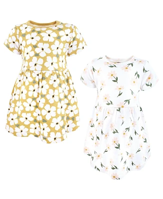 Hudson Baby Girls Cotton Dresses, Gold Sage Floral