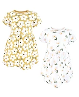 Hudson Baby Girls Cotton Dresses, Gold Sage Floral