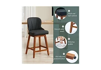 Dyhome Counter Height Bar Stools Set of 3, Swivel Pu Leather with Bentwood Backs, 26 Inch Seat Height, for Kitchen Island