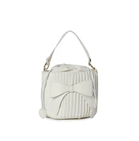 Women's Gathered White Bucket Bag