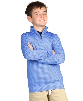 Tailorbyrd Boys Blue Tees Printed Performance Quarter Zip