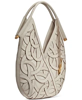 Donna Karan New York Baldwin Woven Leather Floral Shoulder Bag