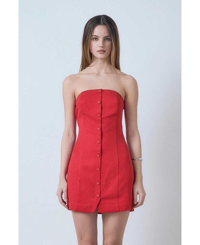 endless rose Women's Linen Strapless Dress