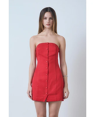 endless rose Women's Linen Strapless Dress