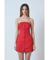 endless rose Women's Linen Strapless Dress