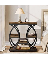 Tribesigns 4-Shelf Side End Table, 23.6-Inch Rustic Narrow Bedside Table with Storage for Living Room, Bedroom, Entryway