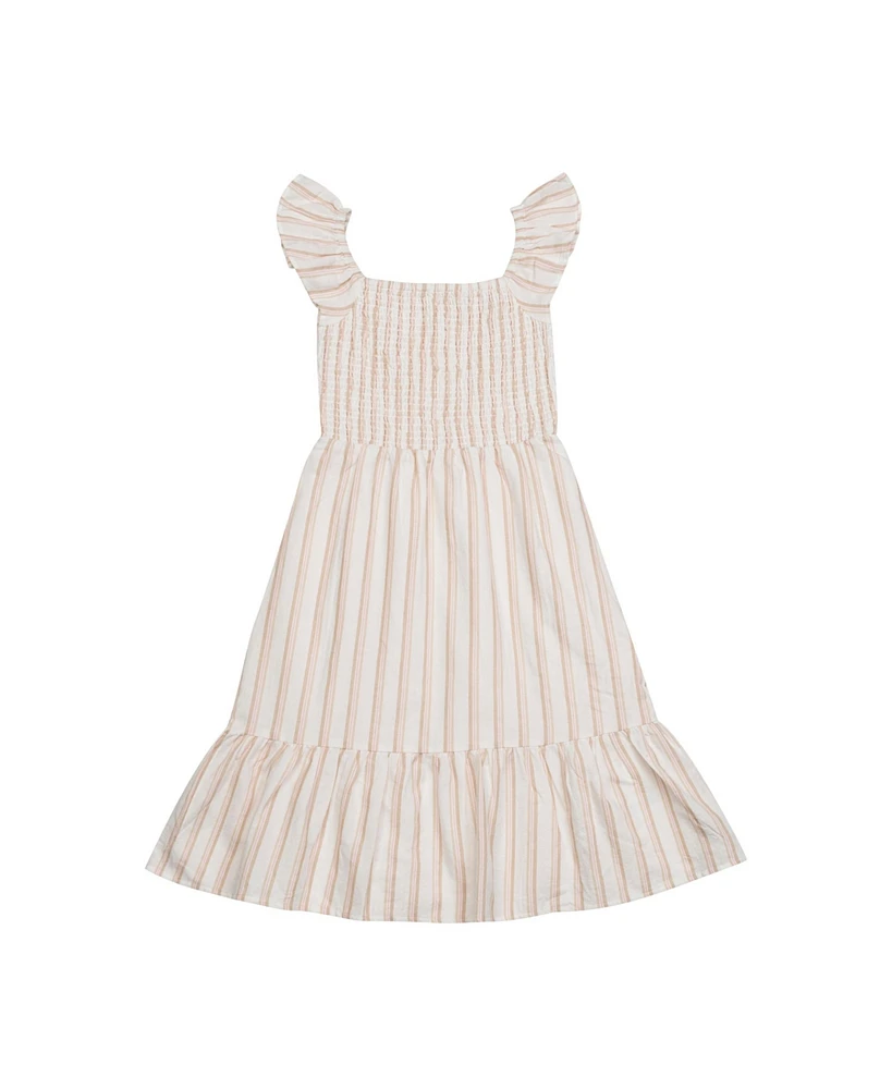 Derek Heart Big Girls Smocked Tiered Midi Dress Faux Linen