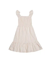 Derek Heart Big Girls Smocked Tiered Midi Dress Faux Linen