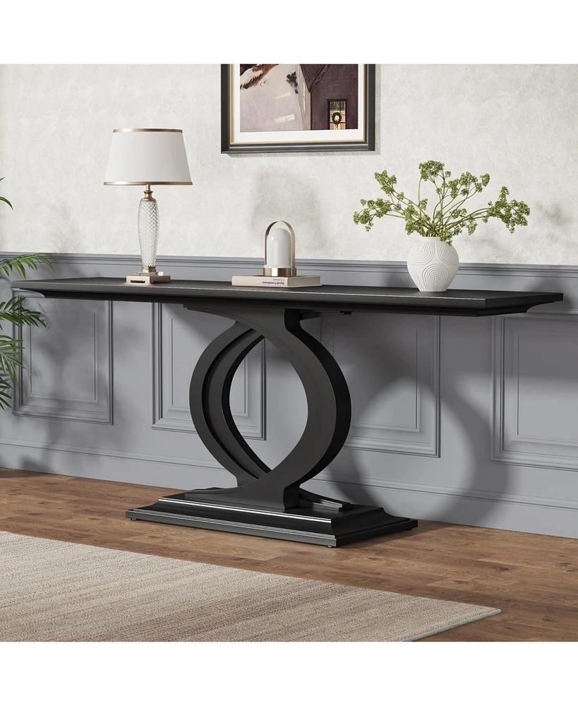 Tribesigns 59 Inches Console Table for Entryway, White Farmhouse Living Room, Wood Sofa Behind Couch, Modern Narrow Long Foyer