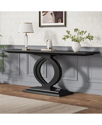 Tribesigns 59 Inches Console Table for Entryway, White Farmhouse Living Room, Wood Sofa Behind Couch, Modern Narrow Long Foyer